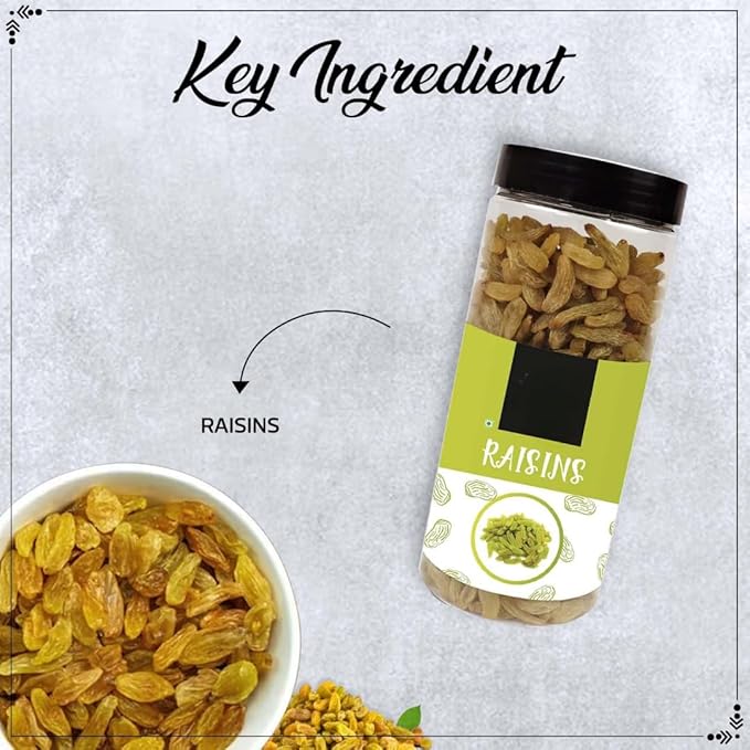 Plain Green Raisin (Kishmish) Dried Grapes Healthy Nutritious &amp Delicious | Rich in Iron &amp Vitamin B | Healthy Sweet Treats -500 gm jar