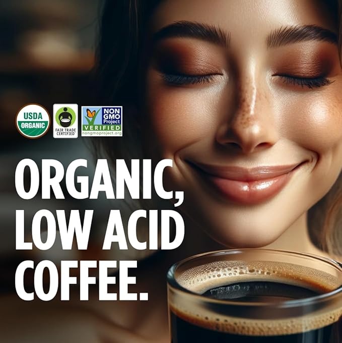 VitaCup Perfect Low Acid Coffee Ground USDA Organic &amp Fair Trade Mycotoxin Free Dark Roast Guatemala Single Origin Clean &amp Pure for Drip Coffee Brewers and French Press 4 bags 11oz each
