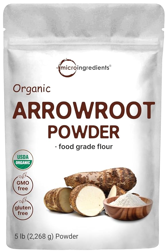 Organic Arrowroot Powder (Flour) 5lb (80oz) | Premium Source from Arrowroot Plants | Unflavored Thickening Agent for Cooking &amp Baking | Substitute for Cornstarch or Wheat | Non-GMO Gluten Free