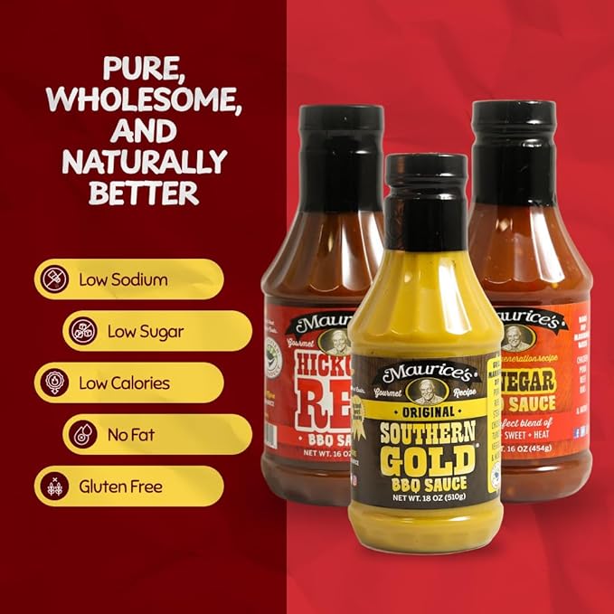 Maurice's Barbeque Grill Variety Set - Southern Gold® BBQ Sauce Barbeque Seasoning &amp Rub Vinegar BBQ Sauce &amp Hickory Red Barbecue