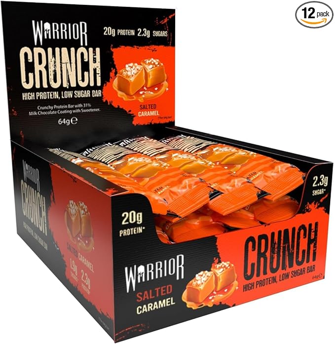 Warrior Crunch High Protein Low Carb Bar 64 g Salted Caramel Pack of 12