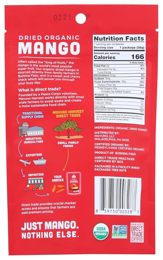 Mavuno Harvest 101-2-W 100% Organic44 Fair Trade Dried Mango - Pack of 6