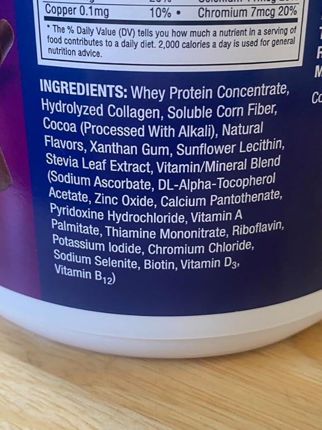 Pure Protein All-In-One Powder Rich Chocolate - Whey &amp Collagen High Fiber Vitamins No Added Sugar Non-GMO Gluten-Free 1.25lb