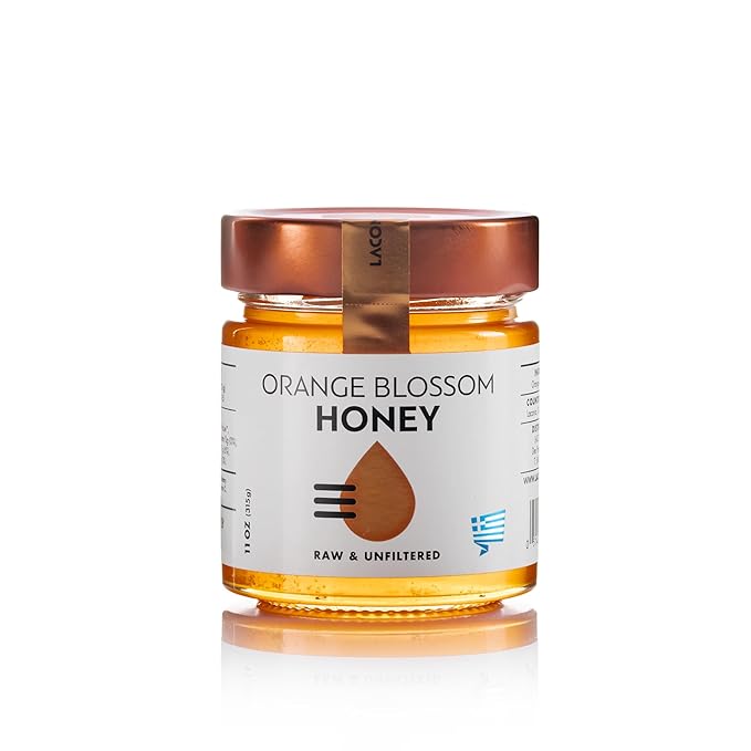 Laconic Foods | Orange Blossom Honey | Raw &amp Unfiltered Greek Citrus Honey | Single-Origin from Laconia | Woman-Owned NON-GMO | 315g