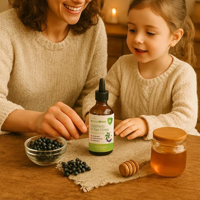 SPRIGS Elderberry &amp Raw Honey Syrup 4oz with Raw Honey – Immune Support Blend with Elderberry Echinacea &amp Propolis – Family Friendly Immune Support Daily Wellne Syrup