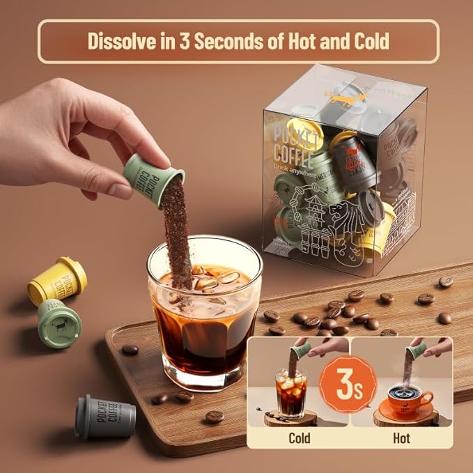 CheerfulGoat Instant Cold Brew Coffee – Speciality Javy Coffee Extract 100% Arabica Freeze-Dried No Sugar No Additives Low Acid Healthy for Iced &amp Hot Coffee Singapore Coffee 15 Servings