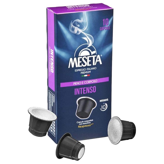 100 Nespresso Compatible Meseta Intenso Coffee Capsules 100 Capsules of Gourmet Coffee Espresso Compatible with Nespresso Machine.