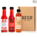 Red Clay All-Star Variety Pack - Spicy Peach Hot Honey Original Hot Sauce &amp Carolina Hot Sauce - Gluten Free - Chef-Crafted - Ships in Red Clay Gift Box - 3pk