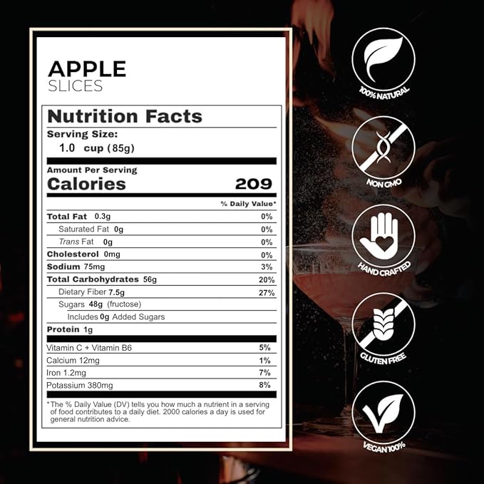 Garnishes &amp Dreams Dehydrated &amp Dried Apple Slices (5.5oz) – Natural Fruit for Cocktails Mixology Desserts &amp Healthy Snacking No Sugar Added Edible Dried Fruit for Baking &amp Drinks