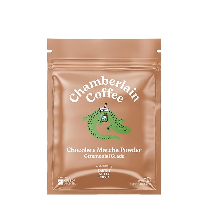 Chamberlain Coffee Chocolate Matcha - Ceremonial Grade Matcha Powder with Rich Cocoa Vegan Japanese Gluten-Free Organic Green Tea Powder for Hot and Iced Drinks - 1.06 Oz Pouch