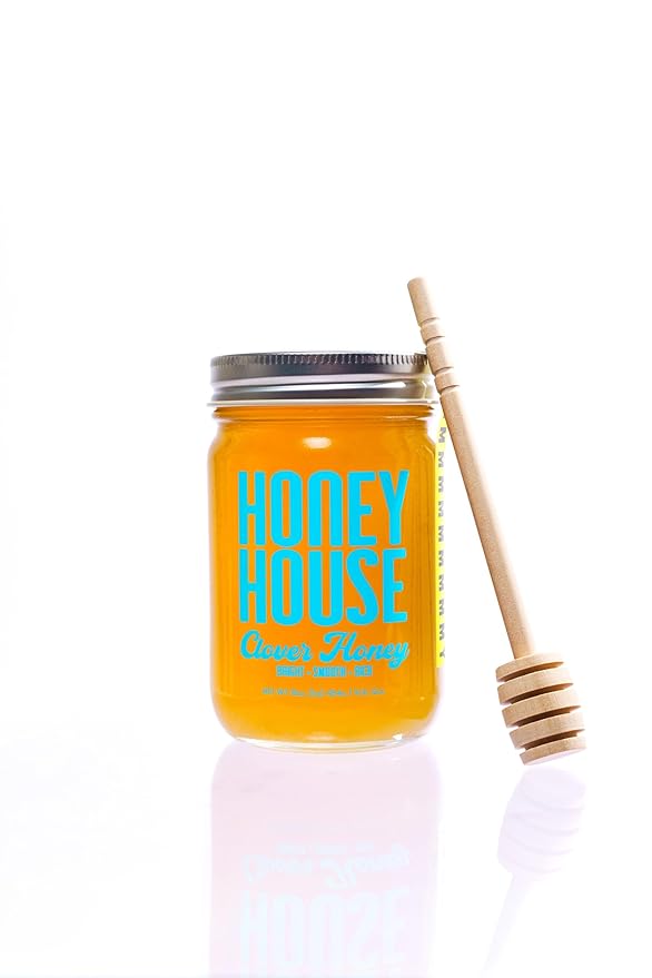 Honey House Pure Raw Clover &amp Smooth Creamed Combo | 100% Natural Unfiltered Additive-Free | Premium American Bee Farm | Perfect for Cooking Spreading &amp Sweetening | 2-pack