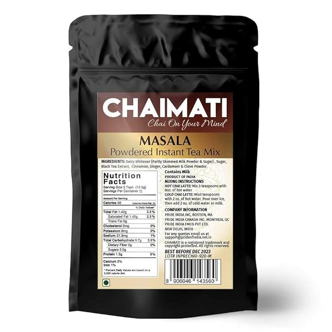 ChaiMati- Masala Chai Latte - Powdered Instant Chai Tea Premix 2 lbs Jar - Amazing Flavor Hot or Iced Very Low Caffeine Ready in seconds Great for Gifting &amp Parties - gets Chai on your Mind