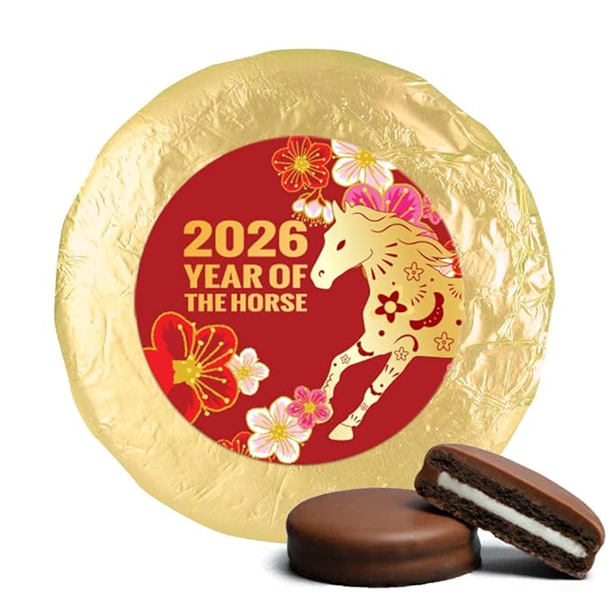 Chinese New Year Candy Chocolate Covered Cookies Party Favors - 2026 - Year of the Horse