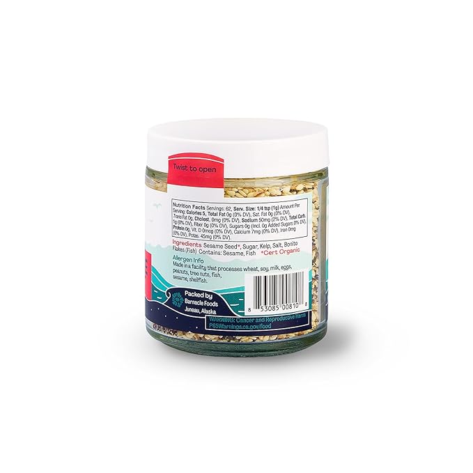 Barnacle Foods Furikake Kelp Seasoning | 2.5 oz. | Japanese Inspired Rice Seasoning | Seaweed Seasoning For Rice Seafood Meats Salads &amp Popcorn | Made in Alaska | 2 Pack
