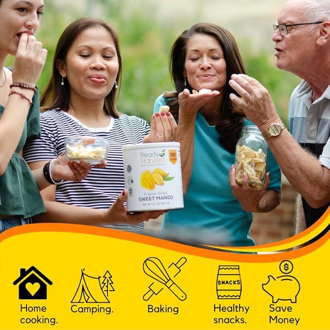 Ready Harvest Freeze Dried Food - Mango | Emergency Snacks | Fruit for Camping &amp Survival | #10 Can | 25-Year Shelf Life | Cans Filled to the Top