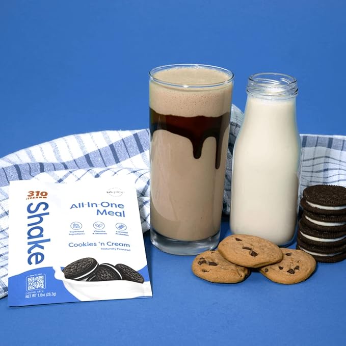 310 Nutrition All-In-One Meal Replacement Shake Powder - Plant-Based Protein Smoothie Blend w/High Fiber Probiotics &amp Adaptogens - Low Carb Vegan Keto &amp Paleo Friendly - Cookies N Cream - 1