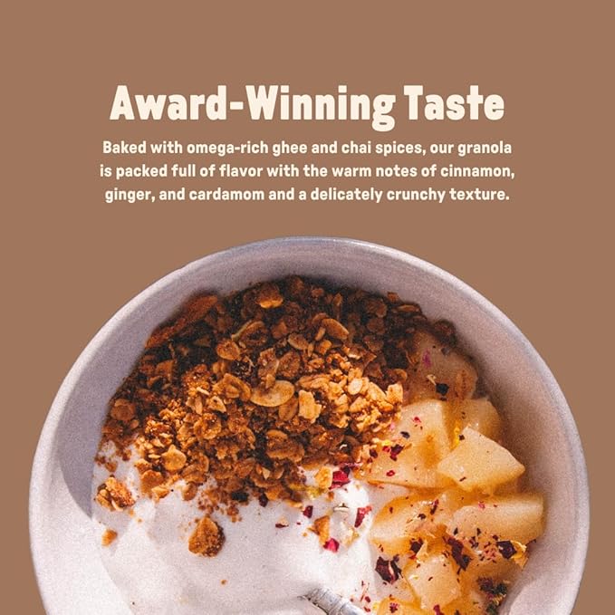 Jamie's Farm New York Chai Streusel Granola w/Honey (3 pcs) - Gluten Free Organic Cereal Low Sugar | Baked w/Grass-fed Ghee Clarified Butter Chai Mix Gluten Free Snack - 8oz/pcs