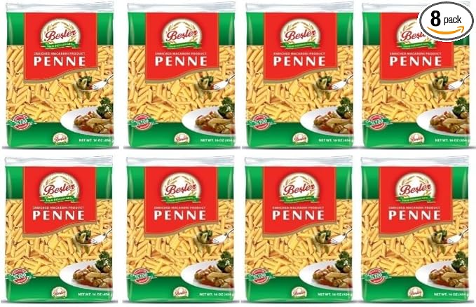 Penne Pasta ByBesler Durum Wheat Semolina 16 Oz Pack of 8