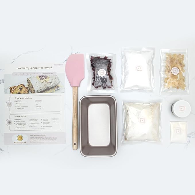 CrumbleCrate Cranberry Ginger Tea Bread DIY Baking Kit | Artisan Bread Making Set for Adults | Pre-Measured Ingredients &amp Tools | Baking Gift