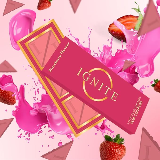 Ignite Chocolate Bars - Premium Strawberry flavor Chocolate Squares for Couples - 60% Cocoa Vegetarian - Crafted with Selected Ingredients for a Delightful Experience - Ideal for Men &amp Women