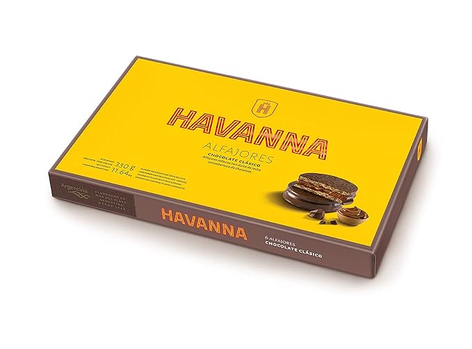 Havanna Alfajores Argentinos - Traditional Argentine Alfajores with Dulce de Leche (Milk caramel) Coated in Semi-Sweet Chocolate - The Authentic and Original Havanna - Box of 6