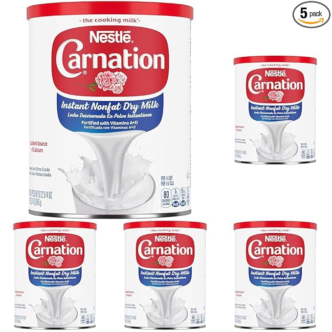 Carnation Instant Non Fat Dry Milk 22.75 Ounce Can Powdered Milk (Shelf Stable Milk)1.42 Pound (Pack of 5)