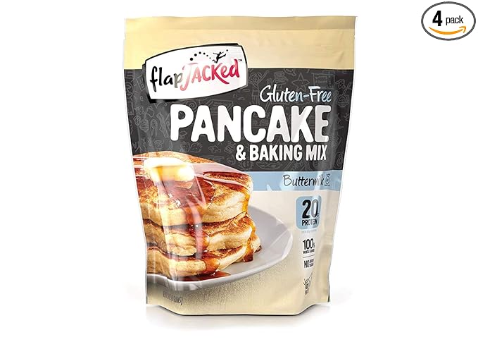FlapJacked Gluten-Free Buttermilk Protein Pancake and Baking Mix 24 Oz (Pack of 4)