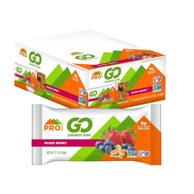 PROBAR - GO Energy Bars - Mixed Berry - Gluten-Free Non-GMO Whole-Food Ingredient Snack Bars (12 Count)