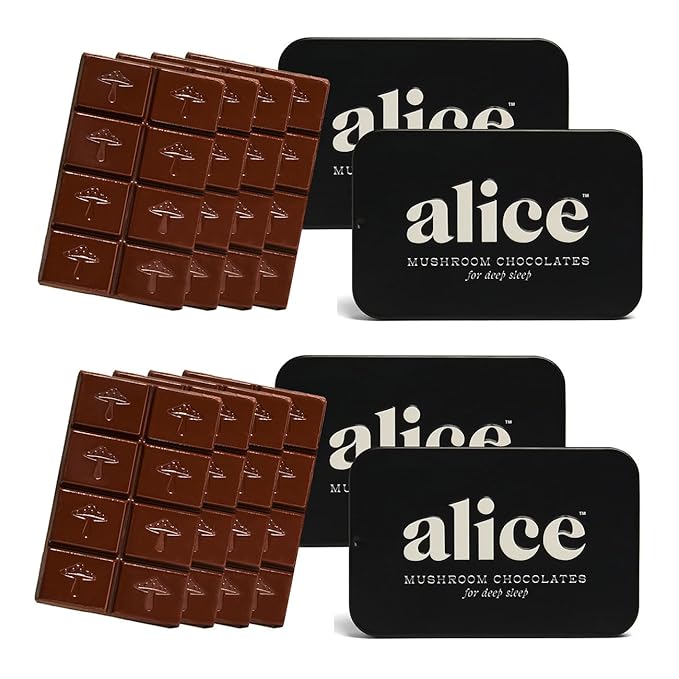 Nightcap 4-Pack | Functional Mushroom Chocolates | Supports Deep Sleep Calm Mind Stress Relief | Reishi Magnesium Zinc L-Theanine &amp Chamomile | Helps to Fall &amp Stay Asleep