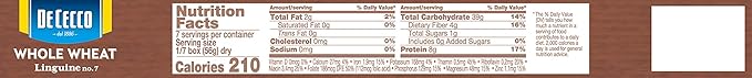 De Cecco Whole Wheat Pasta Linguine 13.25 Ounce (Pack of 12) (VIP0007)