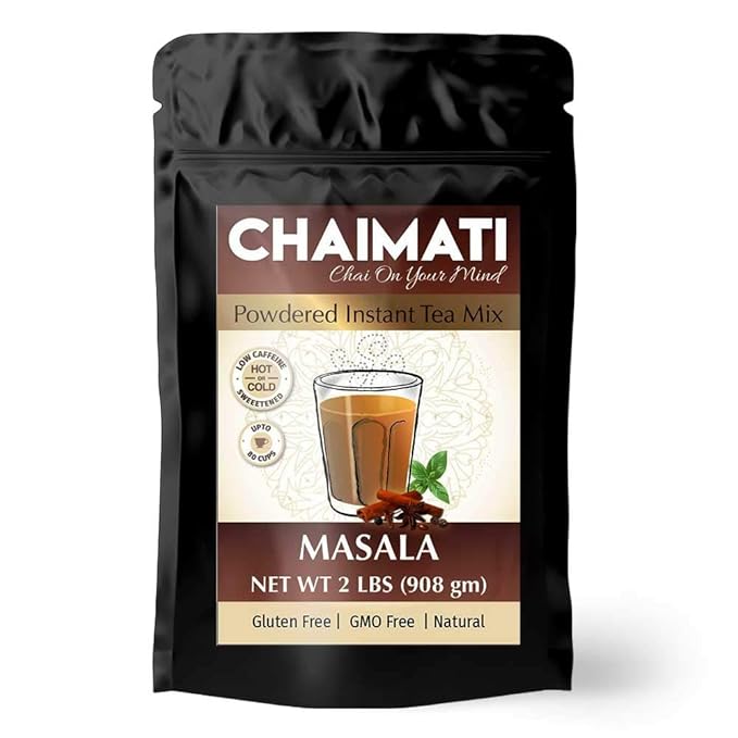 ChaiMati- Masala Chai Latte - Powdered Instant Chai Tea Premix 2 lbs Jar - Amazing Flavor Hot or Iced Very Low Caffeine Ready in seconds Great for Gifting &amp Parties - gets Chai on your Mind