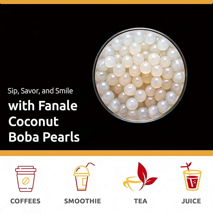 Fanale Popping Boba Pearls for Bubble Tea - 7 lb | Coconut Flavor | Bursting Boba Pearls Bubble | Fruit Juice Flavor for Shakes Dessert Smoothie