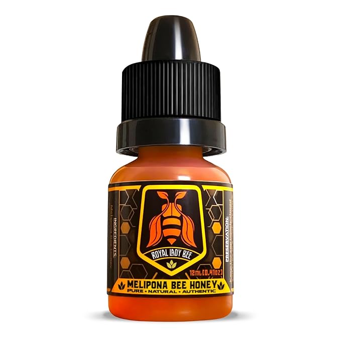 Melipona Honey | Stingless Bee Honey | Miel Melipona | Authentic | 100% Natural | Raw | Pure | Sweet &amp Tangy | Royal Lady Bee | Yucatán | 12mL Dropper Bottle