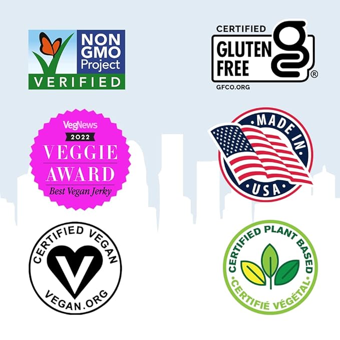 Louisville Vegan Jerky - Smoked Black Pepper Vegan and Vegetarian Meat 19 Grams of Non-GMO Soy Protein 310 Calories per Bag Gluten-Free High Protein Vegan Snacks - 3 oz 10 Pack