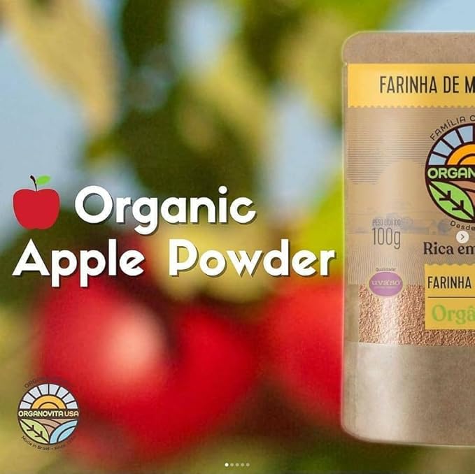 Organic Powder - Blend in Smoothies Cakes High Fiber Content Made w/Cold-Pressed Natural Ingredients Gluten-Free All Purpose Antioxidants Rich - Certified USDA (3.52 Oz (Pack of 1) Apple)