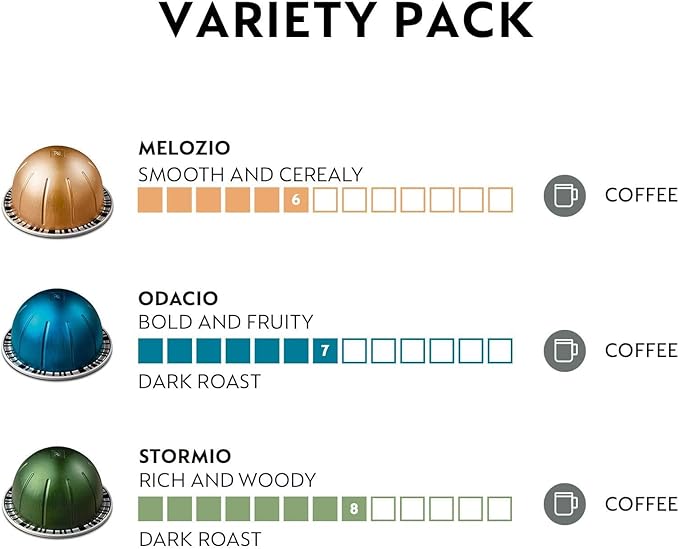 Nespresso Vertuo POP+ Deluxe Coffee and Espresso Machine by Breville Titan and Capsules Medium and Dark Roast Coffee Variety Pack
