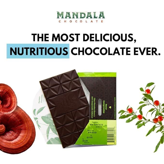 Mandala Superfood Bean-to-Bar Chocolate (2.2 oz Bar) Organic Paleo Keto Artisan Healthy Vegan Made with Adaptogens (Variety 6-pack)