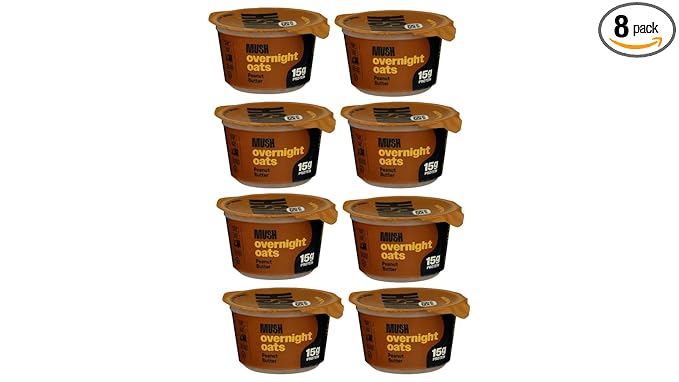 Mush Overnight Oats - Peanut Butter - Good Source of Fiber Non-GMO Dairy Free Gluten Free 5oz - 8 Pack