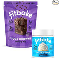 FitBake Fudge Brownie Baking Mix and Cream Cheese Frosting Bundle | 1g Net Carbs Per Serving 0g Net Carbs Per Serving | Gluten Free | Naturally Sweetened Low Carb Food Keto Friendly