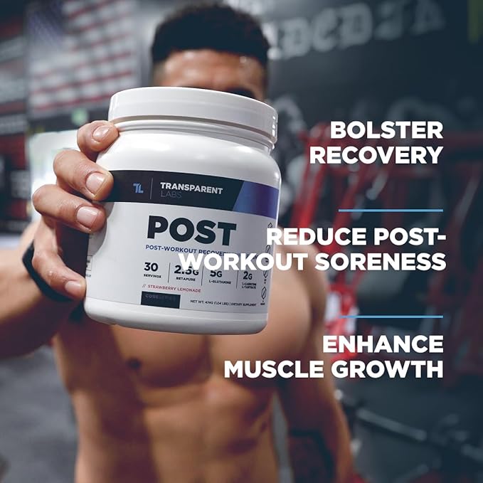 Transparent Labs Post - Post-Workout Recovery Muscle Builder with L-Glutamine Beta-Alanine and BetaPure Betaine Anhydrous for Muscle Recovery and Muscle Building - 30 Servings Black Cherry