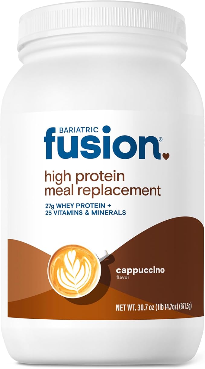 Bariatric Fusion Cappucino Meal Replacement 27g Protein Powder 21 Serving Tub for Bariatric Surgery Patients Including Gastric Bypass and Sleeve Gastrectomy - No Gluten Aspartame or Sugar