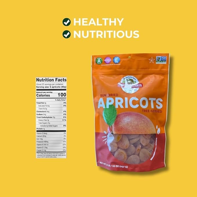 Perfect Delights Sun-Dried Turkish Apricots Vegan &amp Healthy Fruit Snack for Kids and Adults - Single Pack (32 oz)