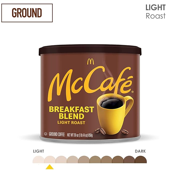 McCafé Breakfast Blend Light Roast Ground Coffee (30 oz Canisters Pack of 2))