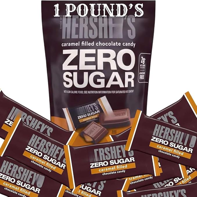 Zero Sugar Caramel Filled Chocolate 16 Ounces of Sugar-Free Chocolate Candy for Low Carb Diets