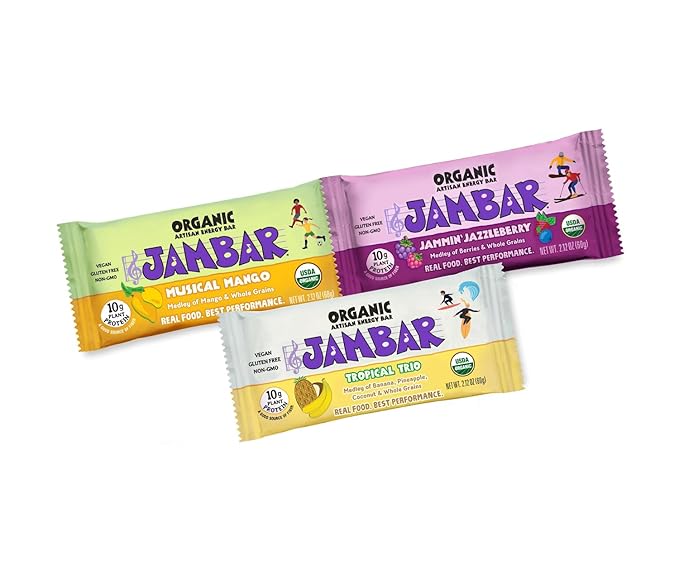 JAMBAR Organic Artisan Energy Bar (Vegan Variety Pack -12 Pack)