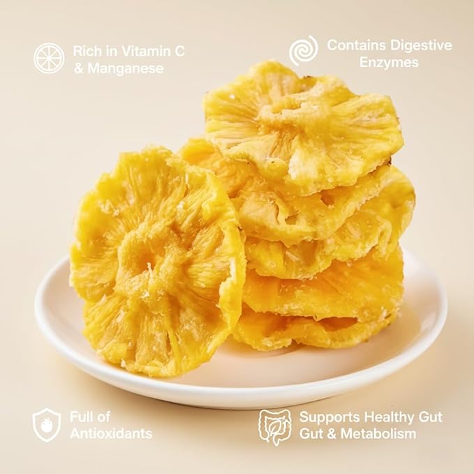 2 Pounds Candied Pineapple Rings Dried Pineapple Slices Sweet and Sour All Natural Vegan Dairy Free
