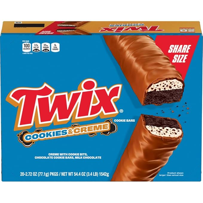 TWIX Cookies &amp Creme Chocolate Cookie Bar Candy 4 To Go Size 2.87-Ounce (Pack of 20)