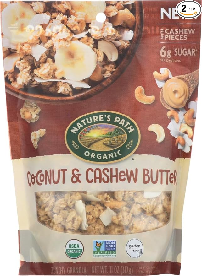 Nature's Path Gluten Free Crunchy Granola - Coconut &amp Cashew Butter 11 oz. (Pack of 2)