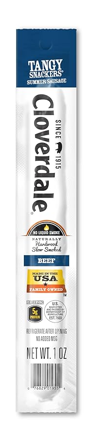 Cloverdale Tangy Snackers Beef Summer Sausage Stick 1 Ounce 24 Pack – Individually Wrapped Summer Sausage Beef Sticks Soft Bite Meat Sticks