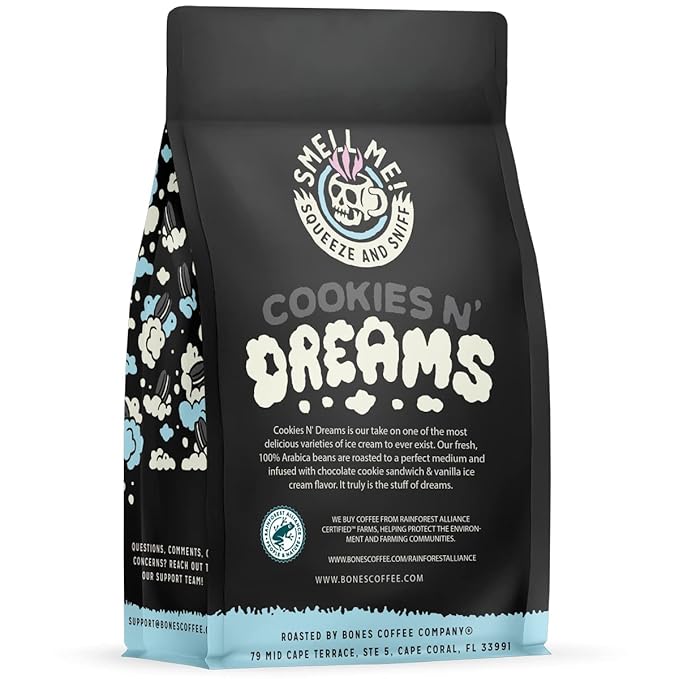 Bones Coffee Company Cookies 'N Dreams and Irish Cream Flavored Ground Coffee Beans Bundle | 12 oz Medium Roast Arabica Low Acid Coffee (Ground)
